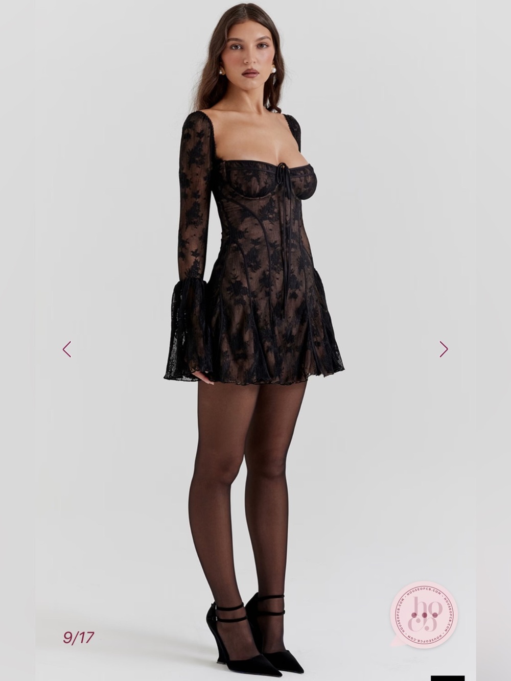 House of CB ANALISSA Black Lace Corset Dress